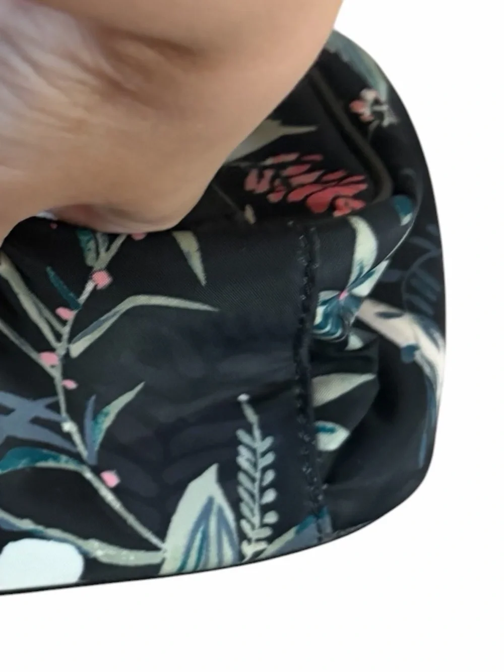 Kate Spade Botanical‎ Print Bradley Nylon Backpack Black Saffiano Leather Straps